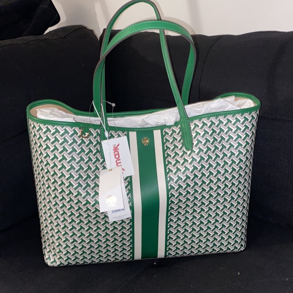 Tory Burch TZag Large Tote Bag Green NWT